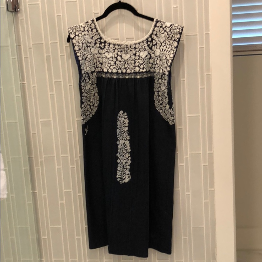 Mi Golondrina dark denim stretch Mexican dress